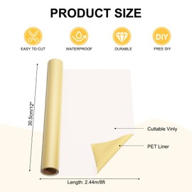 sourcing map Cream Heat Transfer Vinyl, 12 Inch x 8ft Iron-on Vinyl Roll for Decal Cutting, Signs, Scrapbooking, DIY Craft, Home Decoration