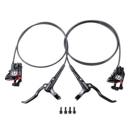 Cyclon MTB Hydraulic Disc Brakes Set, Black/Red Aluminum Alloy Hydraulic Brakes for Mountain Bike Left Front 1000mm Right Rear 1700mm Hydraulic Bicycle Brakes with is/PM Adapter Fit 160mm Rotor