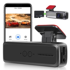 NHOPEEW 1080P Dash Camera for Cars - Mini Dash Cam with App Control with ADAS Assistive Driving / 150 Wide Angle/WDR/HDR/G-Sensor/Loop Recording/Night Vision + 64G Card