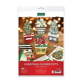 Katy Sue Christmas Flower Pots Card Making Kit - Contains 8 Cards & Envelopes, 4 Sheets Christmas Decoupage, 1 Sheet Decoupage Bows & 2 Sheets Foiled Christmas Banners.