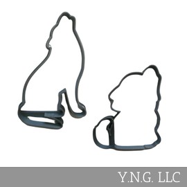 YNGLLC HOWLING WOLVES ADULT AND BABY WOLF COOKIE CUTTER SET OF 2 MADE IN USA