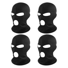 SEFIRST Pack of 4 Balaclavas, Motorcycle Face Cover, Ski Mask with 3 Holes, Neck Gaiter for Men and Women, Cooling Balaclava, Elastic, UV Protection, Breathable Mask for Cycling, Sports (Black), black