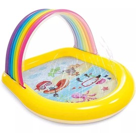 Intex Alberca Piscina Inflable Techo Arcoiris Y Chorros Agua Intex