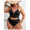 OYOANGLE Women's Plus Size 2 Piece Swimsuits Cut Out Tie