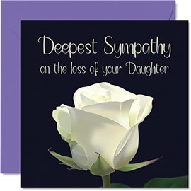 Sympathy Cards - Deepest Sympathy On The Loss Of Your Daughter - Floral Rose Sorry Mourning Bereavement Cards for Adults, 145mm x 145mm Condolences Thinking of You Card, Flower Sympathy Greeting Cards
