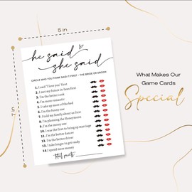 Wedding Shower Games Cards, Guest Who Said It, He Said She Said Game Cards, Bridal Shower Games 25 Guests, Engagement Party Wedding Games for Guests, Minimalist White Wedding Party Supplies - A07