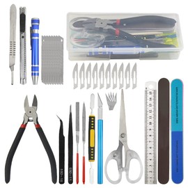 BXQINLENX Professional 46 PCS Plastic Model Tools Kit Modeler Basic Tools Craft Set Hobby Building Tools Kit for Gundam Car Model Building Repairing and Fixing