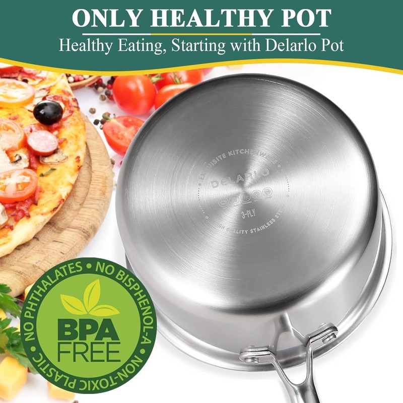 DELARLO Sauce Pan Sets, Compatible with All Cooktops 600℉, Full