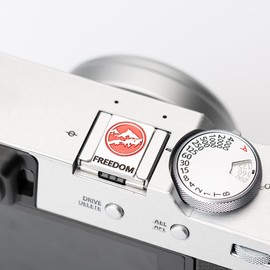 Snow-Capped Mountain Silhouette Camera hot Shoe Cover Shutter Decorative Button Set for Fuji X-T5 X-T4 X-T30 X-T20 X-T10 for Canon R62 R5 R7 R8 R10 (Red)