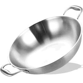 LOLYKITCH 14.5 Inch Tri-Ply Stainless Steel Chef's Wok Pan,Deep Stir-Fry Pan,Jumbo Cooker,Induction Cooking Pot,Dishwasher and Oven Safe