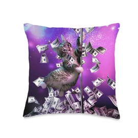 Random Galaxy Kitty Cat Pole Kitten Dancer Stripper Stripping Throw Pillow, 16x16, Multicolor