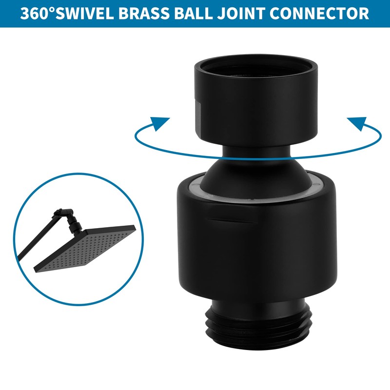 Hibbent Adjustable Metal Shower Head Swivel Ball Joint Adapter, Solid