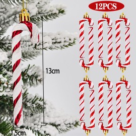 RCVEVCY Pack of 12 Candy Canes Christmas Decoration Christmas Tree Decorations Red Christmas Tree Decoration Candy Canes for Christmas Decoration (Red & White)