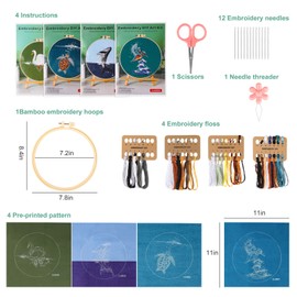 TheSiliconValley 4 Sets Embroidery Starter Kit for Beginner Cross Stitch Stamped DIY Decor Craft