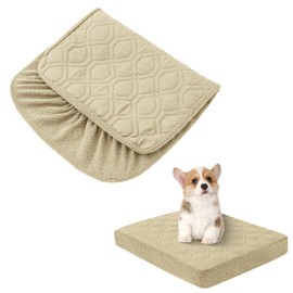 Dog Bed Covers Replacement Washable - Waterproof Dog Bed Covers Quilted, Water Absorbable Pet Puppy Bed Cover for Dog Cat, Cover Only 30Lx20Wx6H Inches Beige