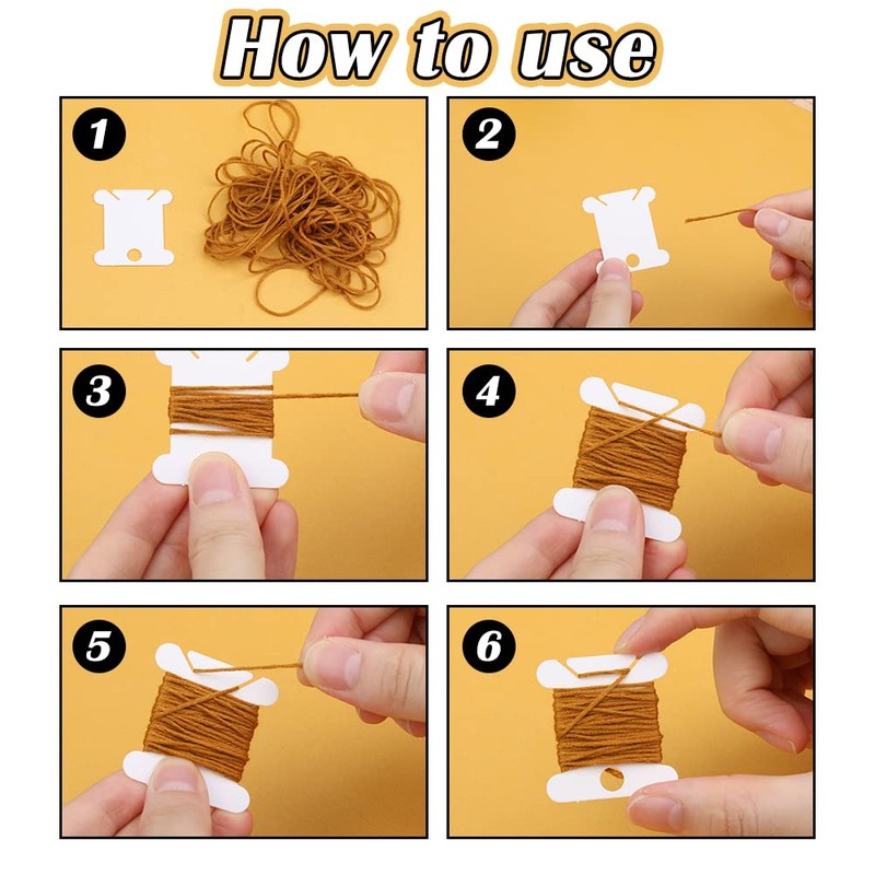 Plastic Floss Bobbins, 150 Plastic Bobbins(White), Embroidery Floss Cards for