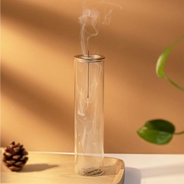 L CLOVER Incense Burner, Ashes Won't Fly Away Spill Incense Burner Glass Hanging Stylish Incense Burner Buddhist Altar Healing Simple (Round)