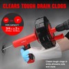 Drain Auger 33 Ft with Easy Cable Rewind System, Plumbing