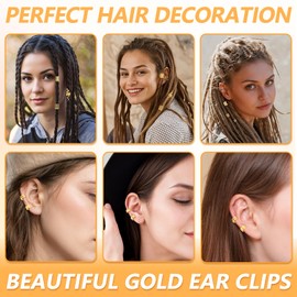 Nogeqi 100PCS Hair Jewelry for Women Braids Hair Cuffs for Braids Gold Hair Rings for Braids Braid Jewelry for Box Braids Gold Hair Clips for Braids Braid Cuffs for Women Hair Braid Accessories