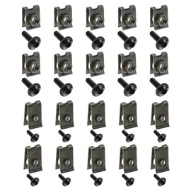 EMSea 40Pcs Motorcycle Fairing Bodywork M5 M6 Bolts & Spring Spire Speed Fastener Clip Nuts Kit Fit for Most Motorbikes Black