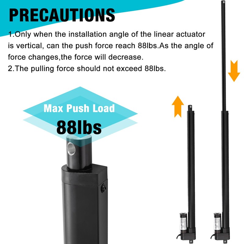 JQDML 24 Inch High Speed 1.34"/sec Linear Actuator 12V 88lbs/400N