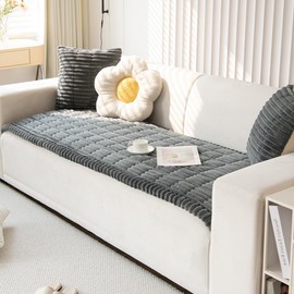 Mitid Sofa Cover Fuzzy Couch Cover for Pet, Couch Covers for Dogs Washable Non-Slip Sofa Slipcover Cushion Protector Pets Friendly Mat Bed