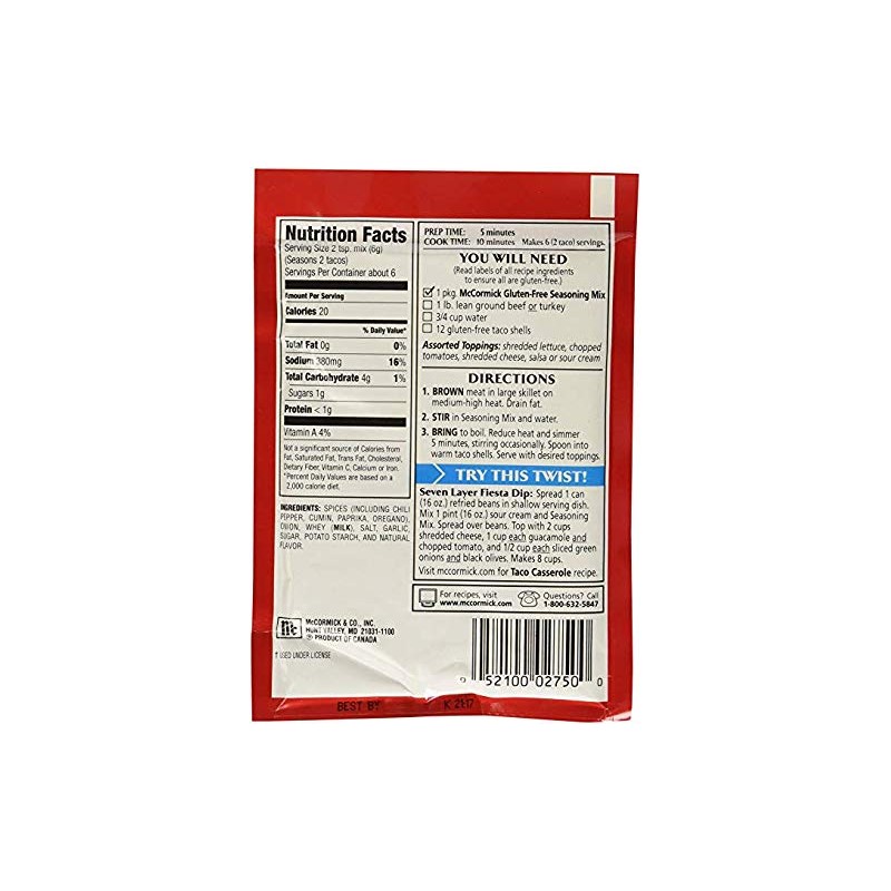 McCormick Taco, Gluten Free, 1.25 OZ