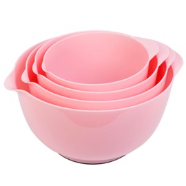 BoxedHome Mixing Bowl Set Mixing Bowl Set Plastic Salad Bowl Non-Slip Stackable Serving Bowls for Kitchen Mixing Bowl Set 4-Piece Baby Pink