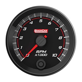 QuickCar Racing Products Tachometer, Redline, Single Recall, 10000 RPM, Electric, Analog, 2-5/8 in Diameter, Memory, Black Face, Each