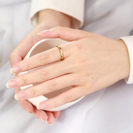 FASHGOOD 3mm Titanium Steel Fidget Anxiety Rings for Women Men,Wave Spinner Rings for Women,Rhombus Fidget Ring for Stess Relief,Wedding Band Ring,Gold Ring,Women's Rings 8