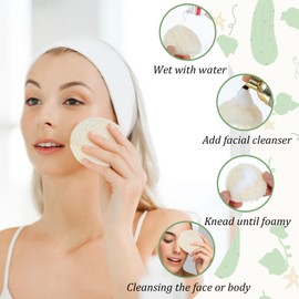 Nogeqi 20 Pcs Natural Loofah Sponge Pads for Washing Face, Exfoliating Body Facial Scrub Pads for Makeup & Dead Skin Masks Removal, Exfoliating Face Pad for Women Men Cleansing Skin(2.17 Inch)