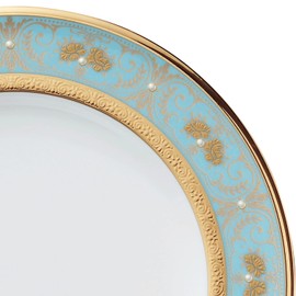 Noritake 59511/4857 Noritake Plate, Diameter 8.7 inches (22 cm), Height 0.6 inches (1.5 cm), Georgian Turquoise, 1 Piece, Bone China