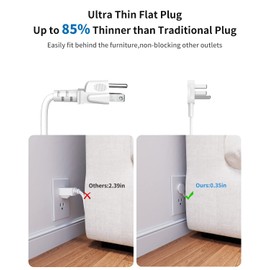 Flat Extension Cord 10 ft, NTONPOWER Flat Plug Power Strip with 3 Outlets 4 USB Ports(2 USB C),Ultra Thin Extension Cord Under Carpet, Mountable, Outlet Extender Long Cord for Home Office, Dorm Room