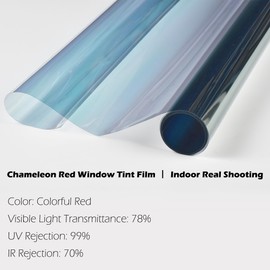 AuMoHall Chameleon Red Blue Car Front Window Tint 78% VLT Car Window Tint Film Color Change Windshield Tint Film Car Sun Shade Tint Solar Protection Film, 19.68" x 118.11"
