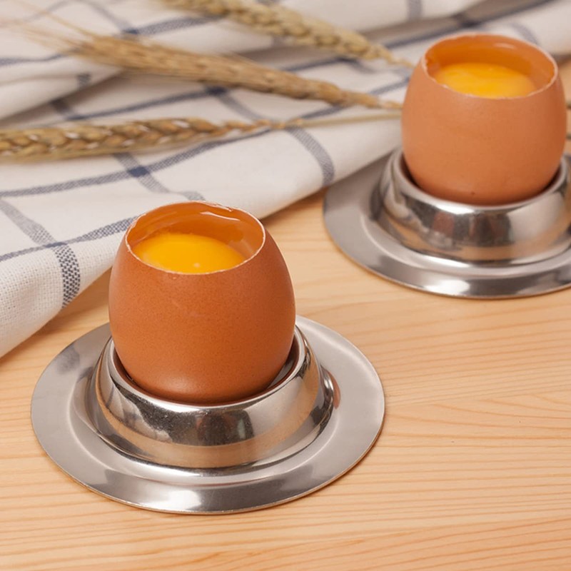 Hsthe Sea 6pcs Stainless Steel Egg Cup Holder Set for