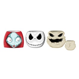 Silver Buffalo Nightmare Before Christmas Sally Oogie Faces 3pc Ceramic Sculpted Mini Cup Set in Retail Packaging