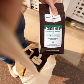 Fresh Roasted Coffee, Fair Trade Organic Congo Kivu, 2 lb (32 oz), Light Roast, Kosher, Ground