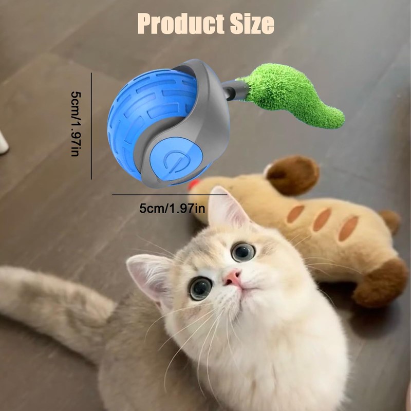 JIMACRO Interactive Pet Toy, Active Rolling with Tail, Intelligent Interactive