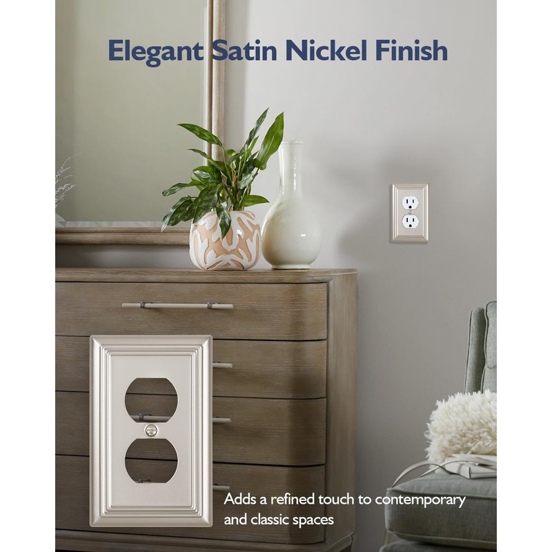 ZILLSEA Decorative Framed Design Switch Plates Outlet Covers, Duable Metal