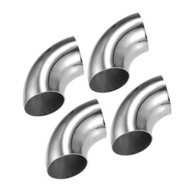 Partuto 4 Pcs 1.5" Universal Stainless Steel 90 Degree Exhaust Elbow Pipe - SS304 Stainless Steel Silver Tone