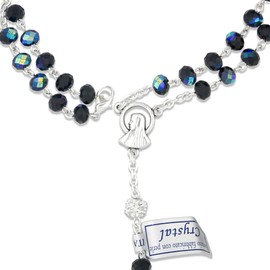 Vatican Imports Faceted Glass Crystal Rosary Beads (Onyx)