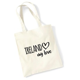 huuraa Jute Bag Ireland My Love Gift Bag 10 Litres Cotton Ireland Gift Idea, natural, Unit size