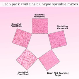 Confect Sprinkles for Cakes & Cupcakes Decoration | Assorted Pack of 5 Girly Dream Baby Shower Pearl Sprinkles | Baby Pink Sprinkles | Edible Mix Dragees, Jimmies & Sparkling Sugar - 3.5 Oz