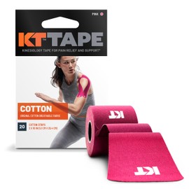 KT Tape KT Tape, Original Cotton, Elastic Kinesiology Athletic Tape, 20 Count, 10 Precut Strips, Pink