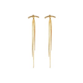 Long Tassel Dangle Earrings For Women Teen Girls, Gold Silver Chain Tassel Earrings Punk Sleek Metal Chain Earrings Hypoallergenic Lightweight Tassel Drop Earrings (Gold2)