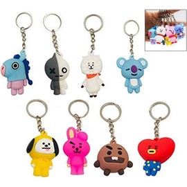 Jzhen 8 Pcs Keychain Cute Key Chain Cartoon Keychain Bag Pendant Keyring for Women Girls Gift