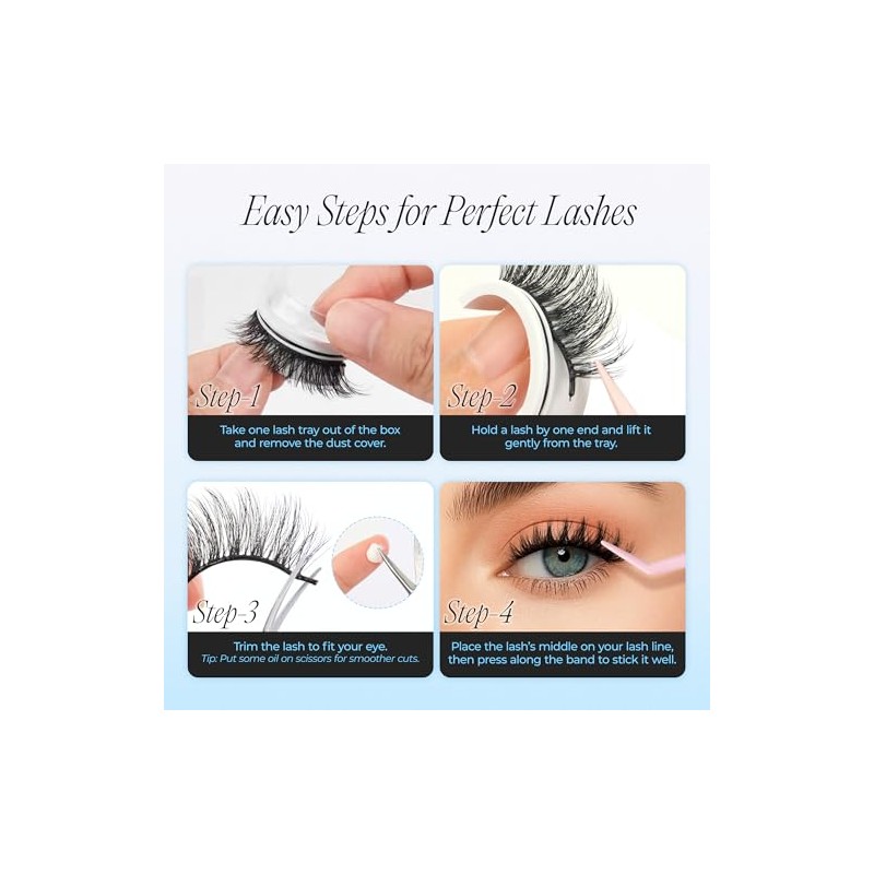 LASHVIEW Pestañas autoadhesivas de aspecto natural, 5 pares de pestañas