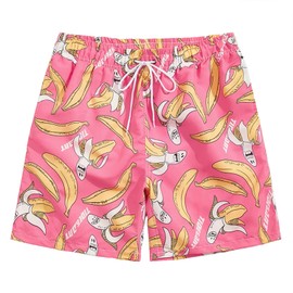 SNOW DREAMS Traje de baño para hombre, 5 pulgadas, pantalones cortos de playa Qucik Dry para hombre, ligeros, Rosa (Pink Banana), X-Large