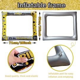 18th birthday Inflatable Photobooth Selfie Frame & Props Set Giant Selfie Blow Up Photo Frame Photo Booth Picture Frame Photo Props for 18 Years Old Birthday Party Decoration Supplies