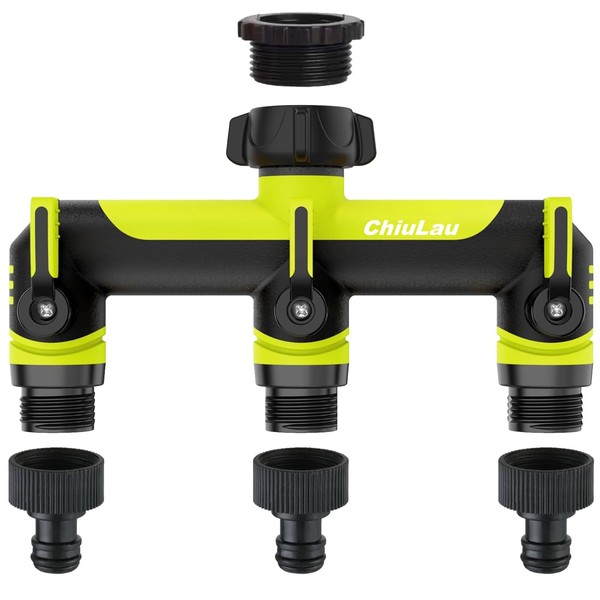 ChiuLau 3 Way Garden Hose Splitter, 3/4" Outdoor Faucet Splitter
